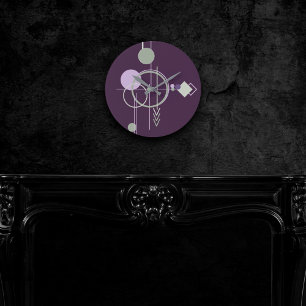 Tattoos Linework   Bohemian Purple Green Abstract Round Clock