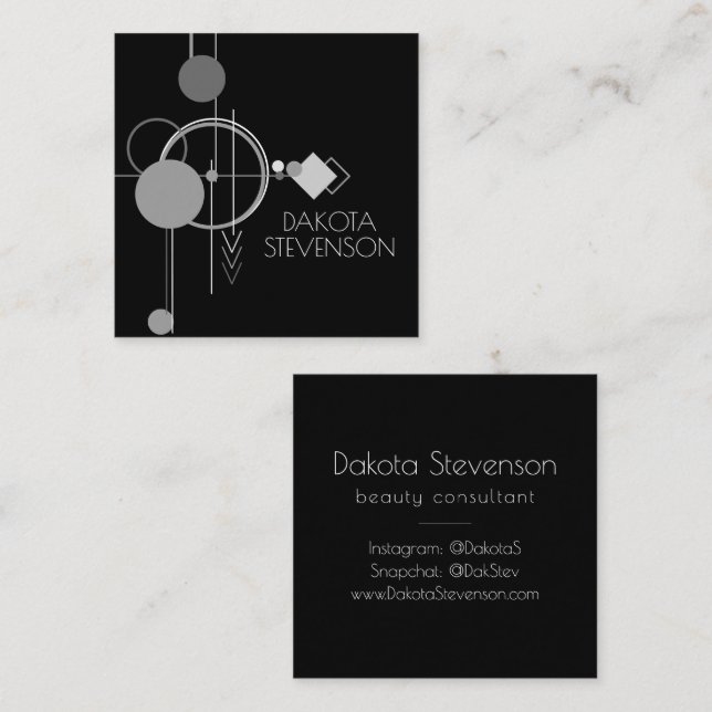 Tattoos Modern Art Deco | Black and Grey Branding Calling Card (Front/Back)