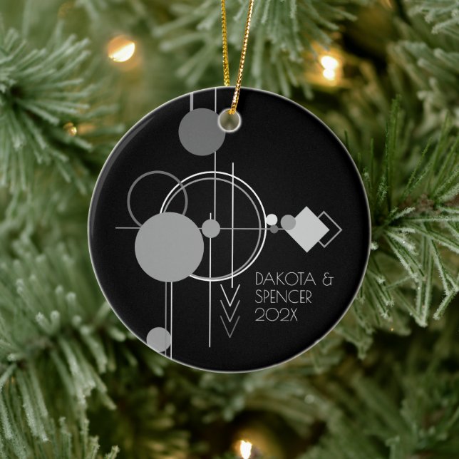 Tattoos Modern Art Deco | Black and Grey Custom Ceramic Tree Decoration (Tree)