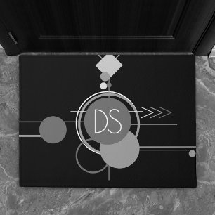 Tattoos Modern Art Deco   Black and Grey Custom Doormat