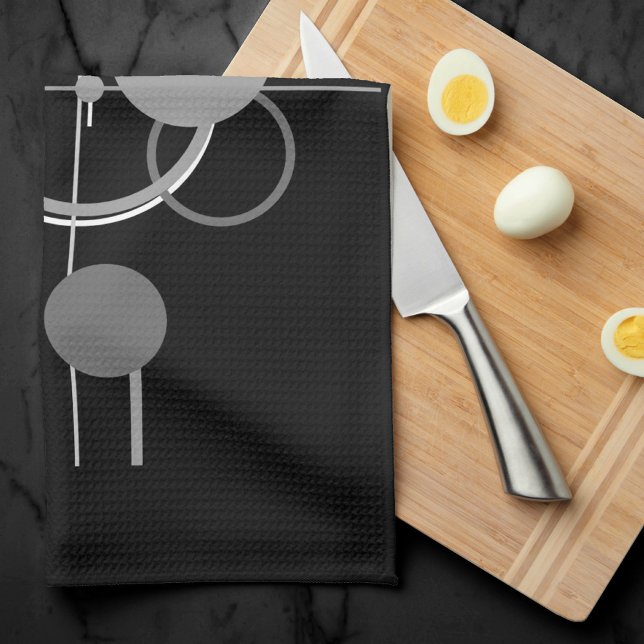 Tattoos Modern Art Deco | Monochrome Minimalism Tea Towel (Creator Uploaded)