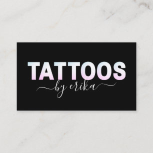 Tattoos Ombre Gradient Holographic Letters Trendy Business Card