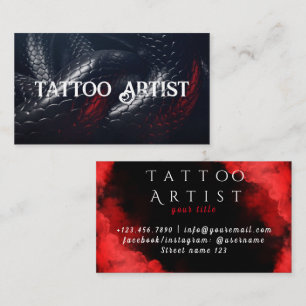 Tattoos Simple Black & White Elegant  Business Card