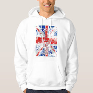 Tatty Scratch Effect Union Jack Hoodie Sweater