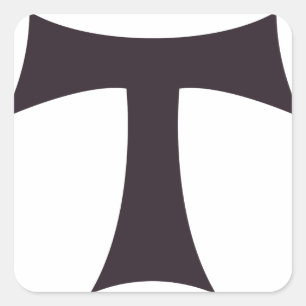Tau Cross Franciscan Faith Symbol Art Square Sticker