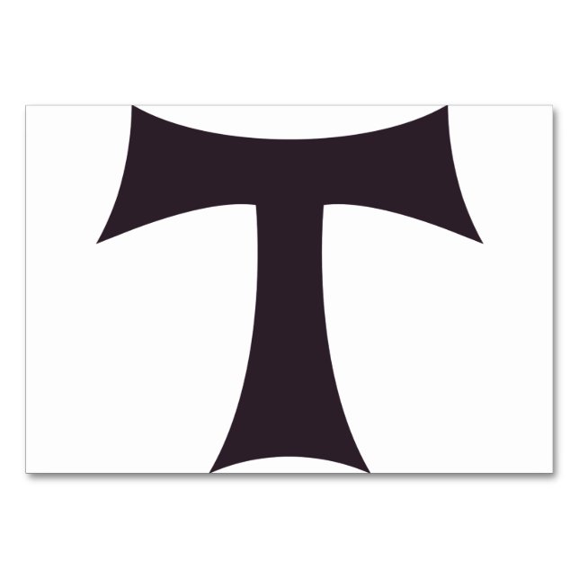 Tau Cross Franciscan Faith Symbol Art Table Number (Front)