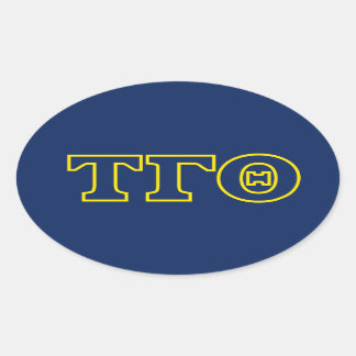 Tau Gamma Theta Oval Stickers - Yellow Outline