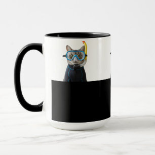 Taucher Katze,Taucheranzug und Schnorchel Mug