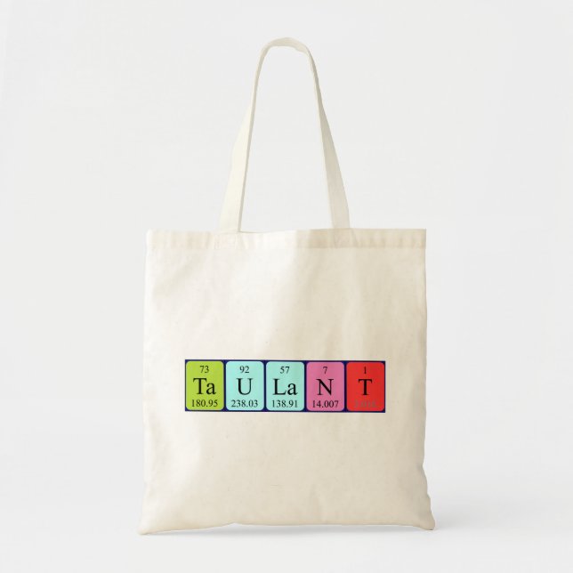 Taulant periodic table name tote bag (Front)