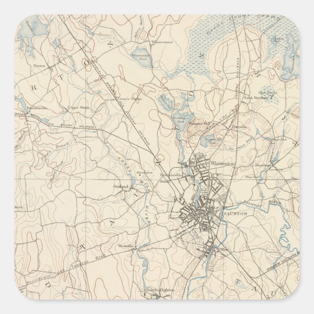Taunton, Massachusetts Square Sticker (Front)
