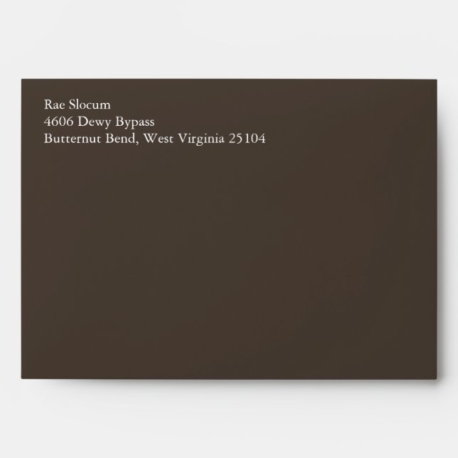 Taupe A7 5x7 Envelopes With Return Address (Front)