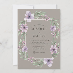 Taupe Amethyst Blossom Wedding Invitation