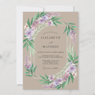 Taupe Amethyst Painted Wedding Invitation
