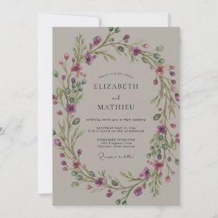 Taupe Amethyst Vine Wedding Invitation