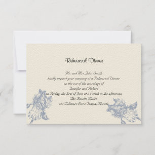 Taupe and Blue Iris Posh Wedding Rehearsal Invitation
