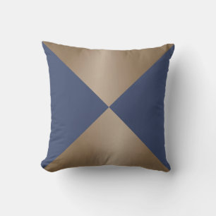 Taupe and Blue Triangle Modern Print Cushion