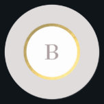 Taupe and Gold Foil Circle Monogram Wedding Classic Round Sticker<br><div class="desc">Sophisticated and contemporary, this modern wedding classic round sticker is sure to make a bold infinite impression on your guests. In its elegance the muted colour of the taupe and the faux gold circle around the monogram. This classic round sticker has various ways to customise the colour of the text...</div>