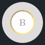 Taupe and Gold Foil Circle Monogram Wedding Classic Round Sticker<br><div class="desc">Sophisticated and contemporary, this modern wedding classic round sticker is sure to make a bold infinite impression on your guests. In its elegance the muted colour of the taupe and the faux gold circle around the monogram. This classic round sticker has various ways to customise the colour of the text...</div>