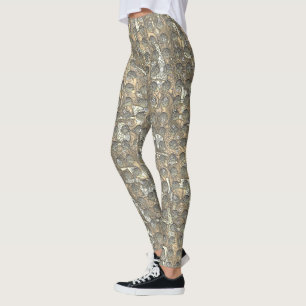 Taupe and Gray Polka Dots Pattern Leggings