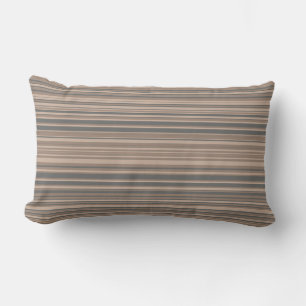 Taupe and Grey Simple Striped Pattern Lumbar Cushion