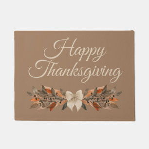 Taupe and Ivory “Happy Thanksgiving” Doormat