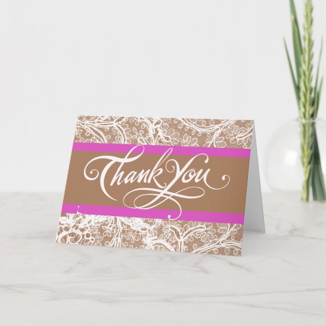 Taupe and Lavender Wedding Thank You (Front)