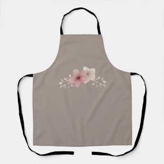 Taupe and Pink Floral Apron | Elegant Kitchen