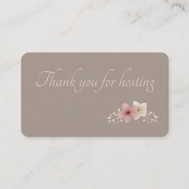 Taupe and Pink Floral | Personalizable Enclosure Card (Front)