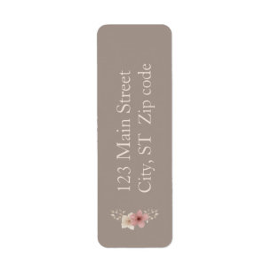 Taupe and Pink Floral Return Address Labels