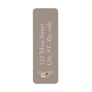 Taupe and Pink Floral Return Address Labels