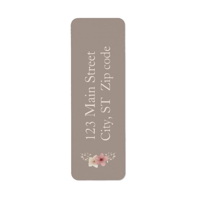 Taupe and Pink Floral Return Address Labels (Front)
