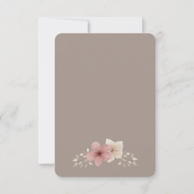 Taupe and Pink Floral Thank You Card (Front)