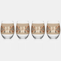 Taupe and Rust Autumn Leaf Thanksgiving Wine Glass