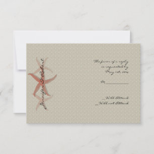 Taupe and Tangerine Seaside Wedding Response Card