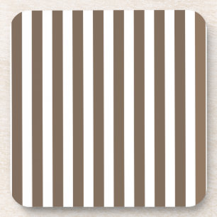 Taupe and white candy stripes coaster