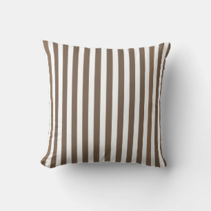 Taupe and white candy stripes cushion
