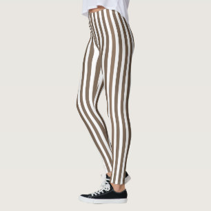 Taupe and white candy stripes leggings