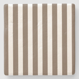 Taupe and white candy stripes stone coaster