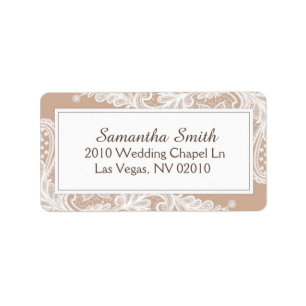 Taupe and White Lace Wedding Labels