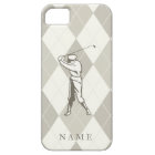 Taupe Argyle Pattern, Personalised Golf