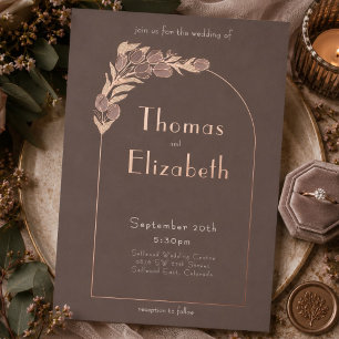 Taupe Art Nouveau Tulip Wedding Rose Gold Foil