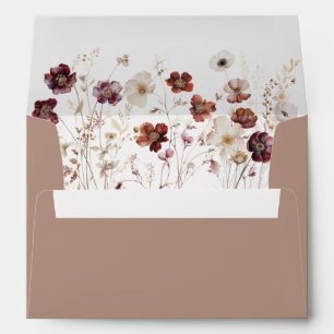 Taupe Autumn Floral Wedding Envelope