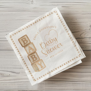 Taupe Baby Blocks Baby Shower Napkins