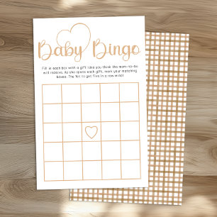 Taupe Baby Shower Bingo Game Card
