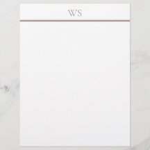 Taupe Bar Monogram Letterhead Stationery