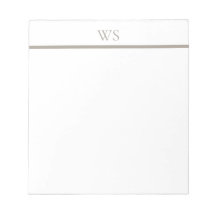 Taupe Bar Monogram Personalised Notepad