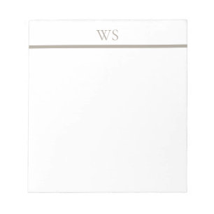 Taupe Bar Monogram Personalised Notepad