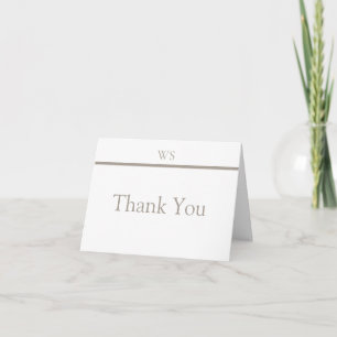 Taupe Bar Monogram Personalised Thank You Card