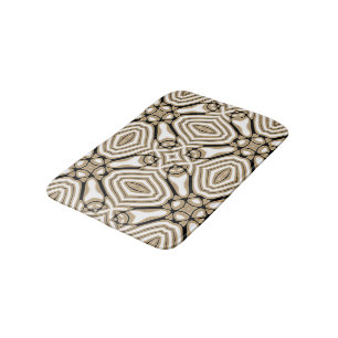 Taupe Beige Brown Black White Orient Art Pattern Bath Mat