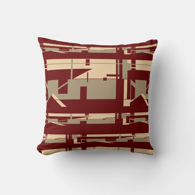 Taupe Beige Burgundy Southwest Art Look Mosaics Cushion (Front)